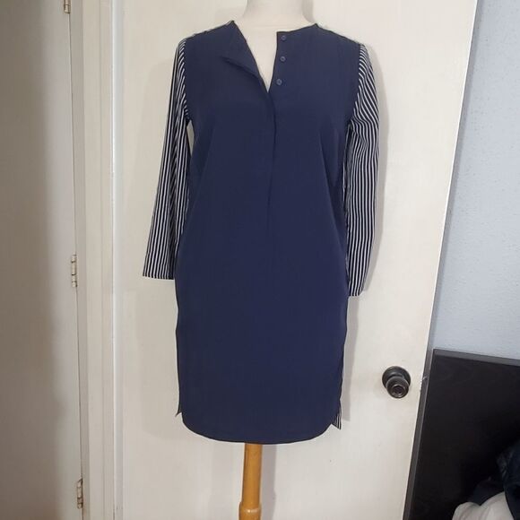 Loft navy and striped shirt  dress - Picture 3 of 8